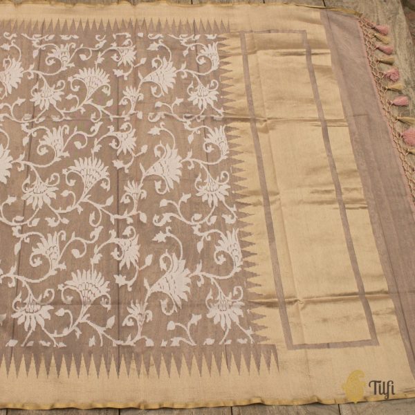 Pre-Order: Light Old Rose Pink Pure Kora Net Banarasi Handloom Dupatta Fashion