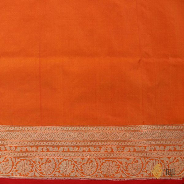 Orange Pure Katan Silk Banarasi Handloom Saree on Sale