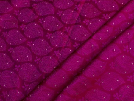 Maroon-Rani Pink Pure Soft Satin Silk Banarasi Handloom Fabric Online Sale