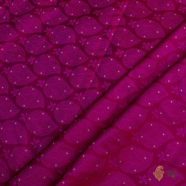 Maroon-Rani Pink Pure Soft Satin Silk Banarasi Handloom Fabric Online Sale