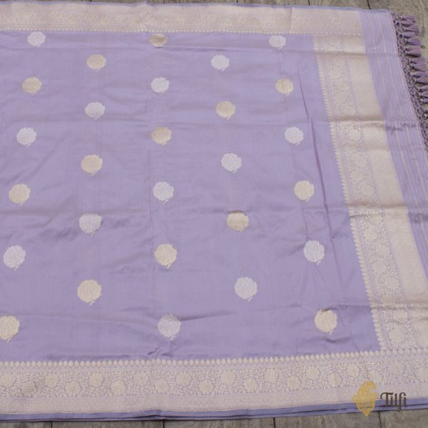 Lilac Pure Katan Silk Banarasi Handloom Dupatta Online Sale