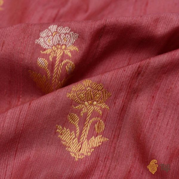 Amaranth Pink Pure Tussar Silk Banarasi Handloom Saree Online Sale