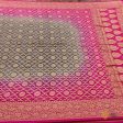 Gray-Rani Pink Pure Georgette Banarasi Handloom Bandhani Dupatta Supply