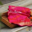 Hot Pink Pure Katan Silk Banarasi Handwoven Dupatta For Sale