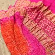 Orange-Rani Pink Pure Georgette Banarasi Handloom Bandhani Dupatta Hot on Sale