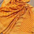 Orangish-Yellow Pure Georgette Banarasi Handloom Bandhani Dupatta For Sale