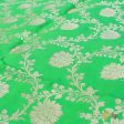 Parrot Green Pure Katan Silk Kadwa Jangla Handloom Dupatta Hot on Sale