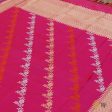 Hot Pink Pure Katan Silk Banarasi Handwoven Dupatta For Sale