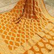 Mustard Pure Georgette Banarasi Handloom Bandhani Dupatta For Sale