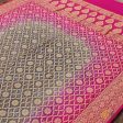 Gray-Rani Pink Pure Georgette Banarasi Handloom Bandhani Dupatta Supply