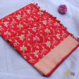 Red Pure Katan Silk Banarasi Handloom Kadwa Jangla Dupatta For Cheap