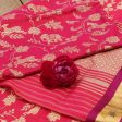 Rani Pink-Red Pure Katan Silk Banarasi Handloom Dupatta on Sale