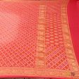 Light Pink-Coral Pink Pure Georgette Banarasi Handloom Bandhani Dupatta Hot on Sale