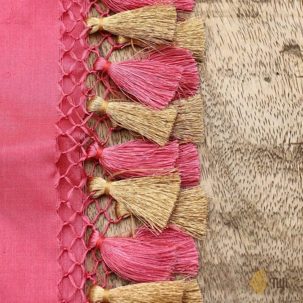 Gajri Pink Pure Silk Georgette Banarasi Handloom Dupatta Online Hot Sale