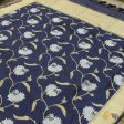 Navy Blue Pure Katan Silk Kadwa Jangla Handloom Dupatta For Sale