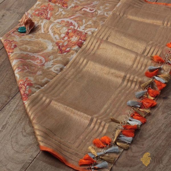 Gold Tissue Net Banarasi Handloom Dupatta Online now