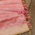 Peach Pure Kora Net Tissue Banarasi Handloom Dupatta Online now