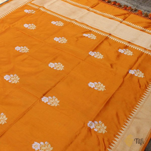 Orange Pure Katan Silk Banarasi Handloom Dupatta Fashion