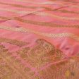 Peach Pure Katan Silk Aadha Jaal Banarasi Handloom Dupatta on Sale