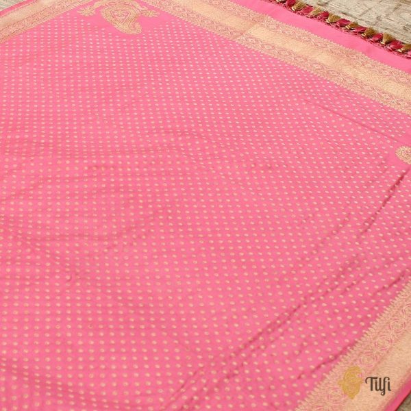 Gajri Pink Pure Silk Georgette Banarasi Handloom Dupatta Online Hot Sale