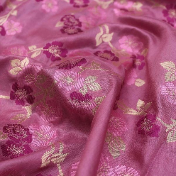 Pink Lavender Pure Katan Silk Banarasi Handloom Dupatta Online Hot Sale