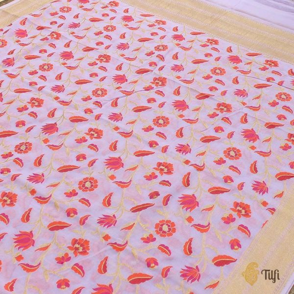 Lavender Pure Khaddi Georgette Banarasi Handloom Dupatta For Discount