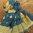 Aegean Blue Pure Khaddi Georgette Banarasi Handloom Saree For Sale