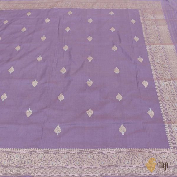 Mauve Pure Katan Silk Banarasi Handloom Dupatta Hot on Sale