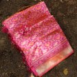 Orange-Pink Pure Katan Silk Banarasi Handloom Patola Dupatta on Sale