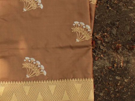 Brown Pure Katan Silk Handloom Banarasi Saree Discount