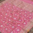 Ivory-Pink Pure Katan Silk Banarasi Kadwa Handloom Dupatta Discount