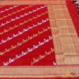 Red Pure Katan Silk Banarasi Handwoven Dupatta For Cheap