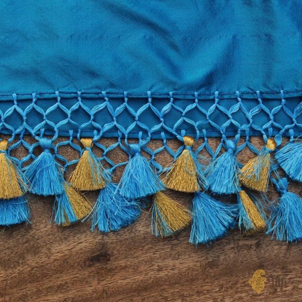 Peacock Blue Pure Katan Silk Banarasi Handwoven Dupatta Supply