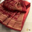 Maroon Pure Dupion Silk Banarasi Handloom Dupatta Online now