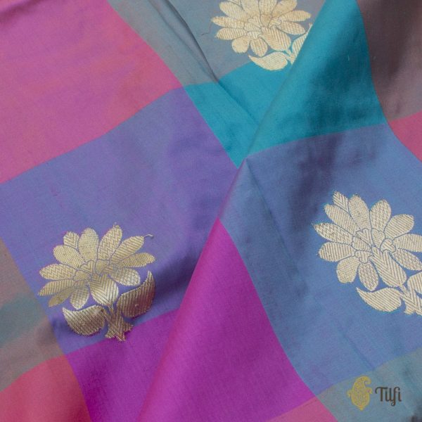 Multicolored Pure Katan Silk Banarasi Handloom Dupatta For Sale