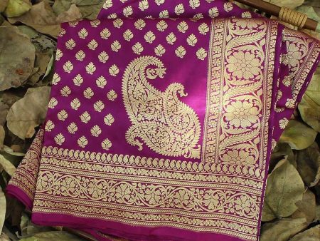 Magenta-Purple Pure Katan Silk Banarasi Handloom Saree Online Hot Sale