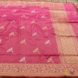 Pink Pure Katan Silk Banarasi Handloom Dupatta Supply