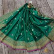 Rama Green Pure Katan Silk Banarasi Handloom Dupatta For Sale