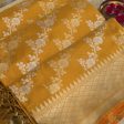 Mustard Pure Katan Silk Banarasi Handwoven Dupatta For Sale