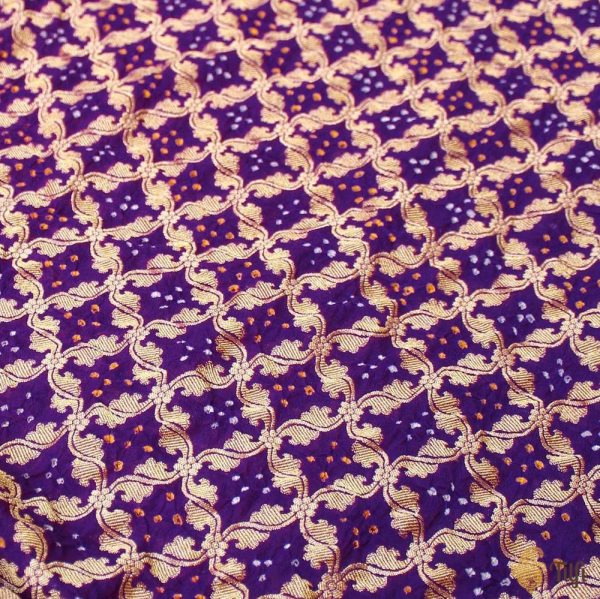 Purple Pure Georgette Banarasi Handloom Bandhani Dupatta Online now