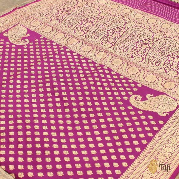 Magenta-Purple Pure Katan Silk Banarasi Handloom Saree Online Hot Sale