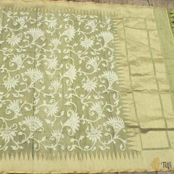 Green Pure Kora Net Banarasi Handloom Dupatta Supply