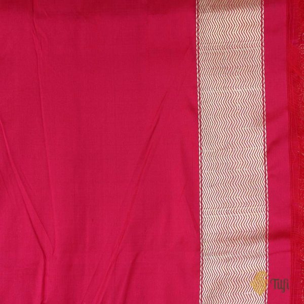 Deep Red-Rani Pink Pure Katan Silk Banarasi Handloom Saree Supply