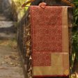 Beige-Red Pure Katan Silk Banarasi Handloom Dupatta Discount