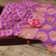 Lavender Pure Georgette Banarasi Handloom Bandhani Dupatta Sale