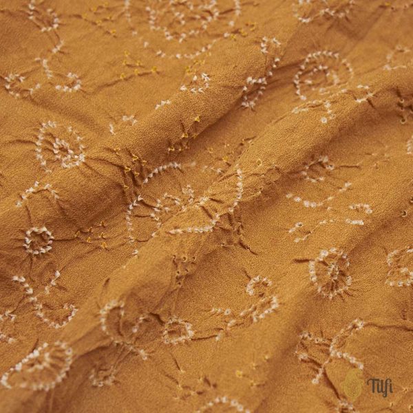 Mustard Ombr√© Pure Georgette Banarasi Handloom Bandhani Dupatta Cheap