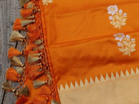 Orange Pure Katan Silk Banarasi Handloom Dupatta Fashion