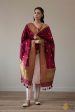 Garnet Pure Katan Silk Banarasi Handloom Dupatta For Discount