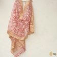 Light Coral Peach Pure Kora Net Banarasi Handloom Dupatta Fashion