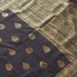 Black Pure Tussar Georgette Silk Banarasi Handloom Saree Supply